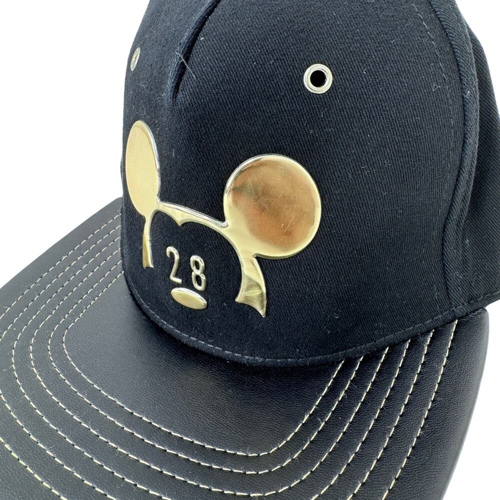 Disney Parks Mickey Mouse 28 Millennial Snapback Baseball Cap Black Gold Mens OS